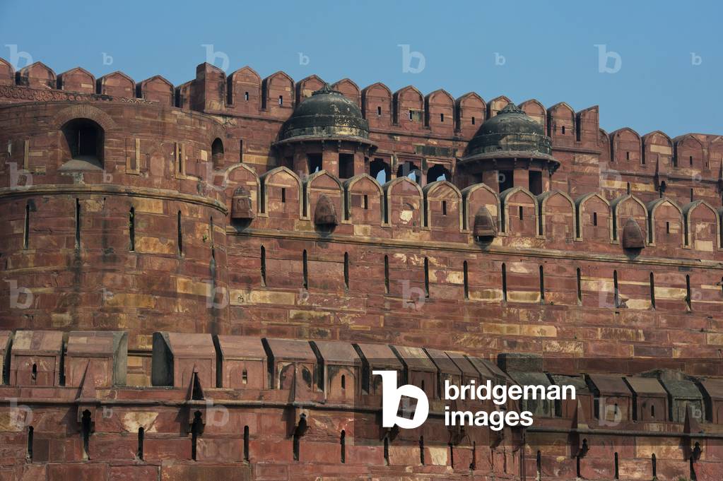 Detail of the walls of Agra Fort, Agra, India (photo)
