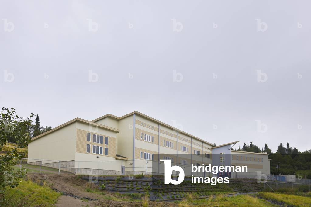 The K-12 public school and community center for the village of Russian Mission, Southwest Alaska, USA (photo)