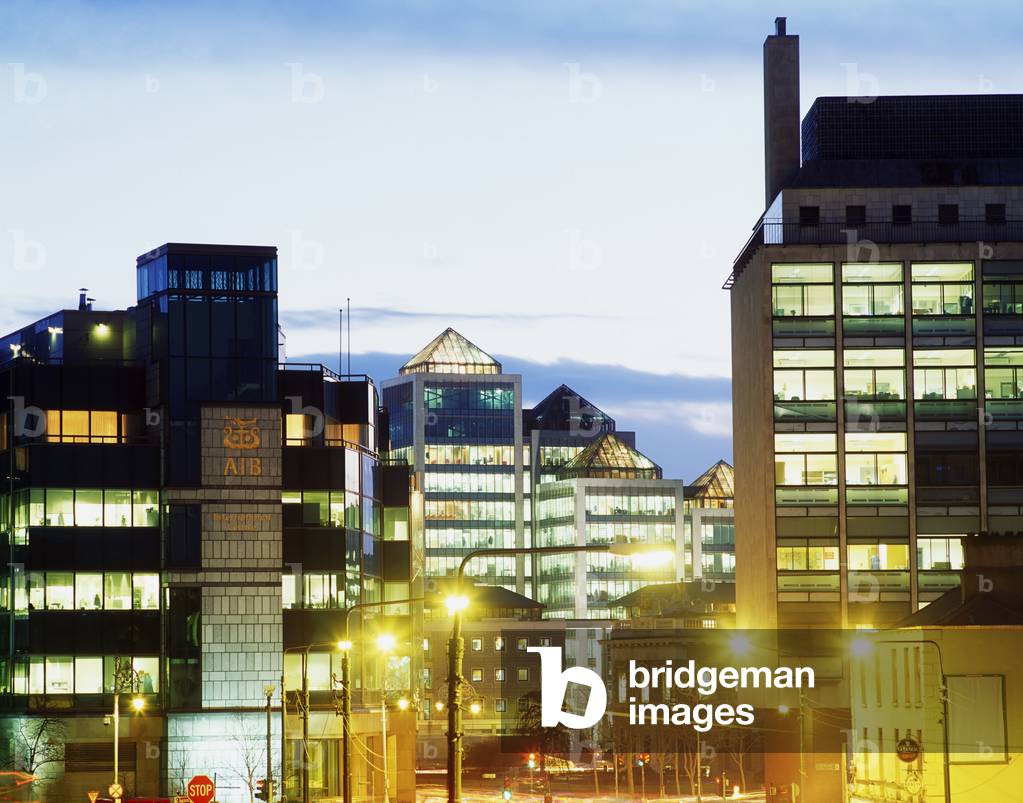 Dublin, Ireland; Office Buildings Illuminated (photo)