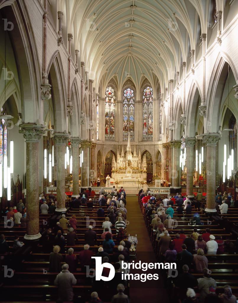St. Augustine And St. John's Church, Thomas Street, Co Dublin, Ireland; High Angle View Of Church Interior And Congregation (photo)