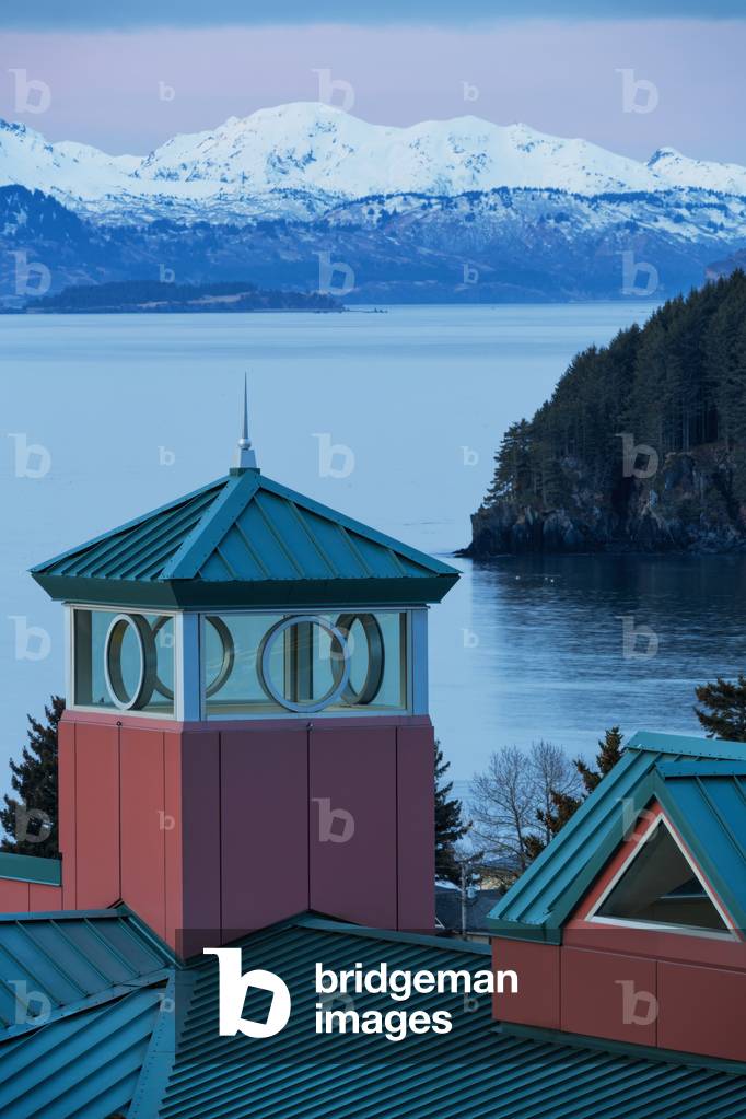 Looking at Chiank Bay through cupola atop Providence Kodiak Island Medical Center (PKIMC), Southwest Alaska (photo)
