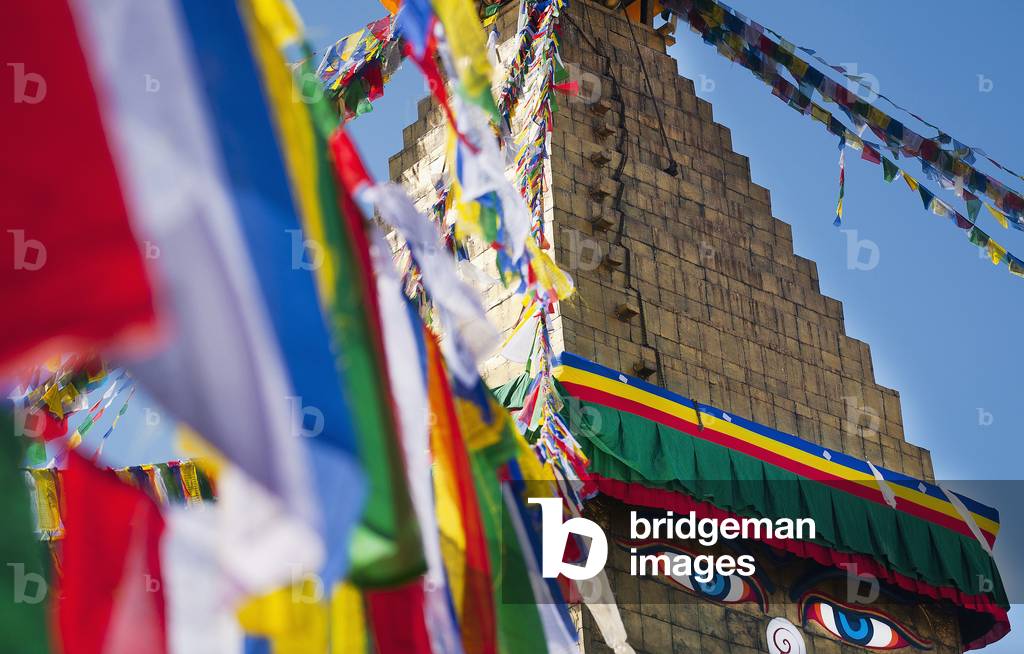 Prayer Flags and Stupa, Kathmandu, Boudhanath, Nepal (photo)