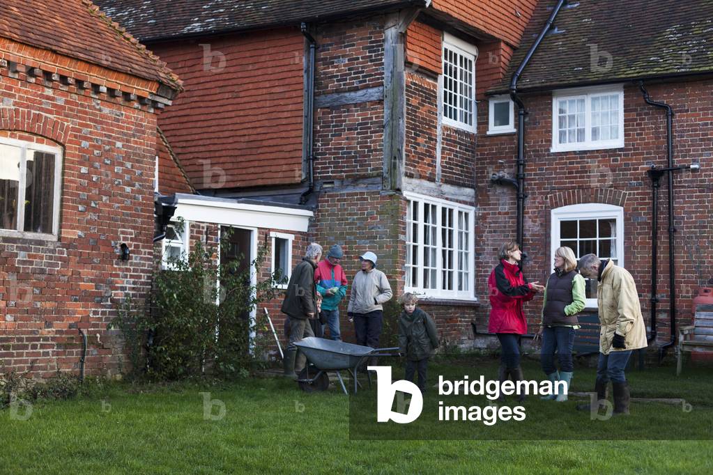 People at Farm Shop at Autumn, Surrey, England, UK  (photo)