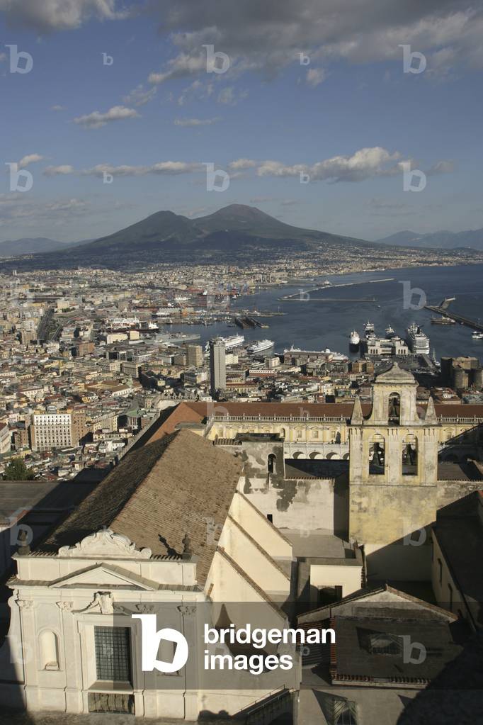Italy, View of Naples and Mt Vesuvius From Castel Sant'elmo, Naples (photo)