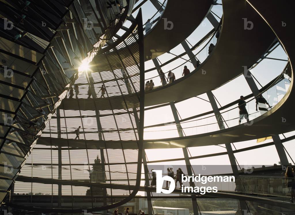 People Walking Inside Reichstag Dome (photo)