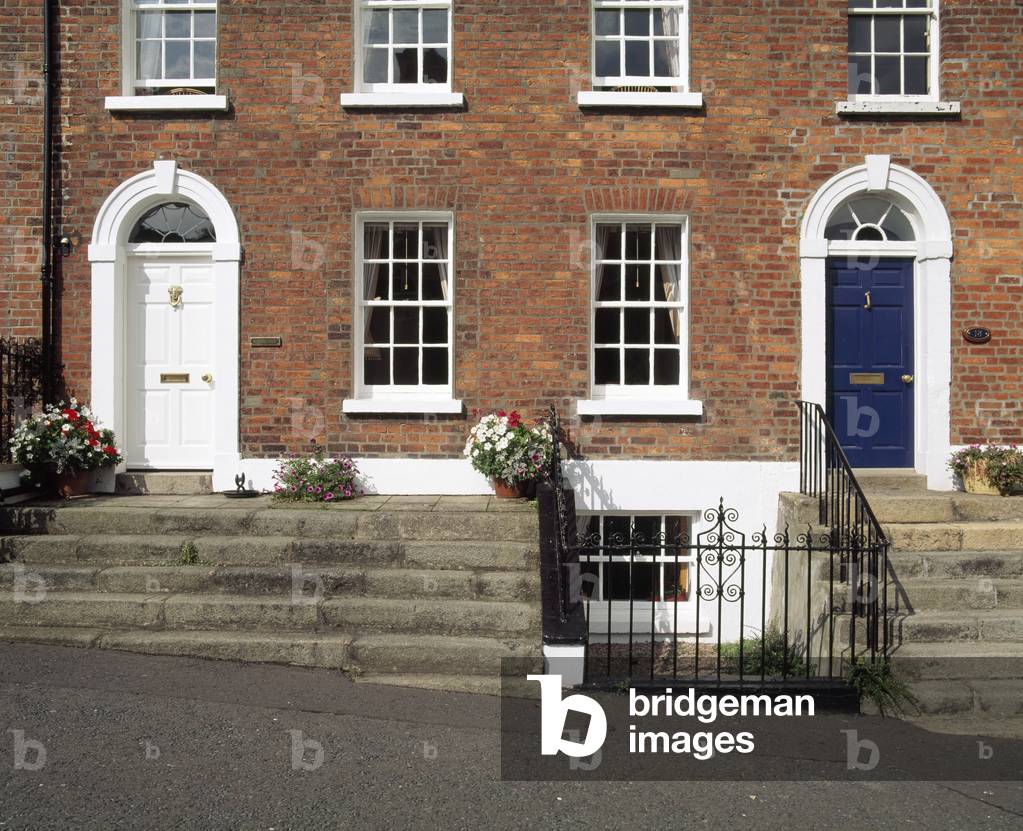 The Square,Hillsborough Village,Co Down,Ireland;Brick Building With Georgian Doors (photo)