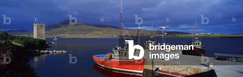 Harbour, With Grainuaille's Castle, Achill Island Co Mayo, Ireland (photo)
