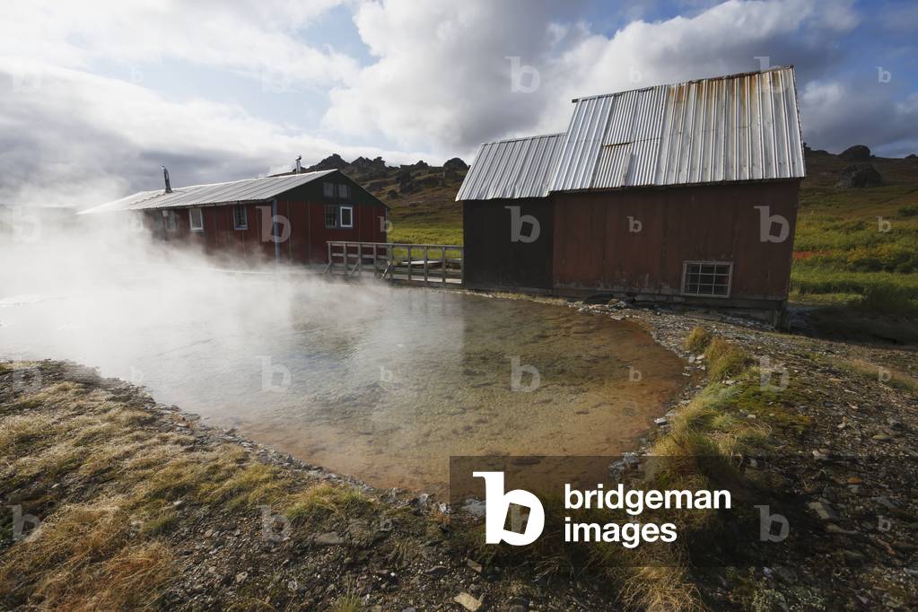 Serpentine Hot Springs With Bath House And Cabin, Bering Land Bridge National Preserve, Arctic, Northwest Alaska, Arctic, Summer, Alaska (photo)