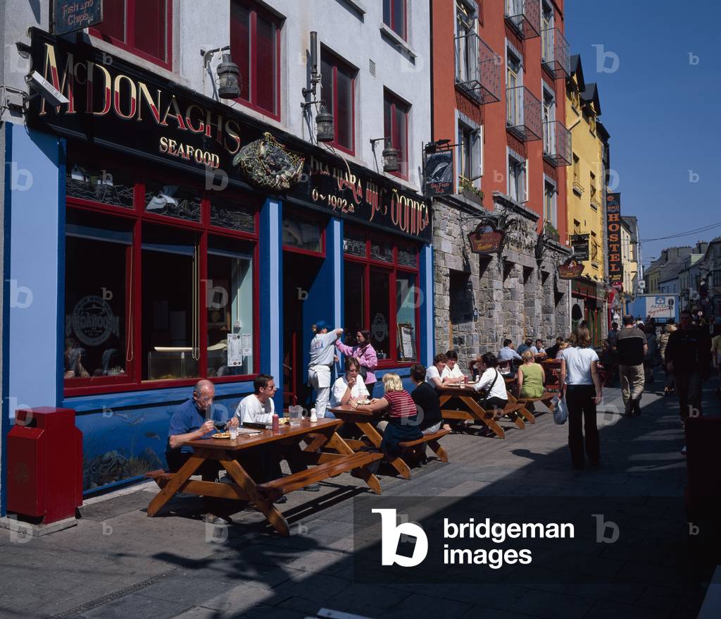 Galway City,Co Galway,Ireland;People Sitting Outside Cafe (photo)