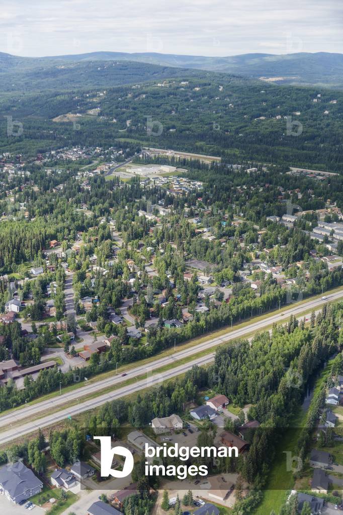Aerial view of the city of Fairbanks, Interior Alaska, USA, Summer (photo)