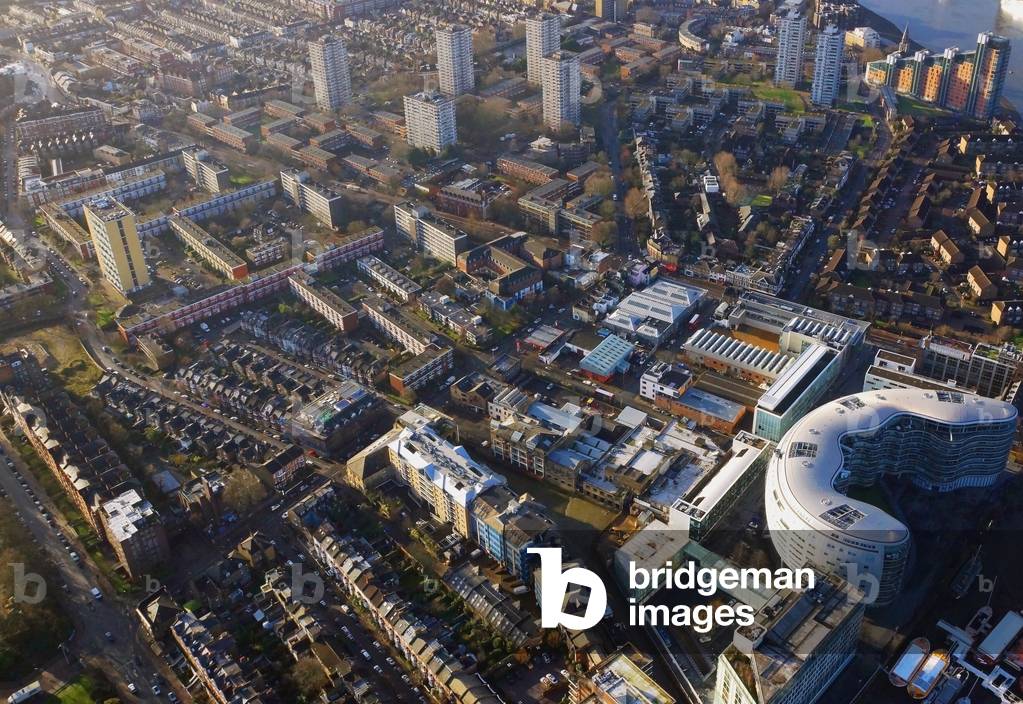 UK, England, UK , Aerial view of industrial estates, London (photo)
