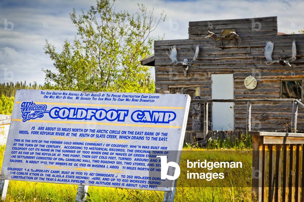 Historic mining cabins at Coldfoot Camp, Coldfoot, milepost 175 on the Dalton Hwy, Arctic Alaska, early fall (photo)