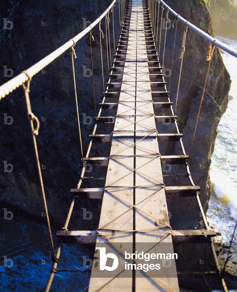 Carrick-A-Rede, County Antrim, Ireland; Close-Up Of A National Trust Rope Bridge (photo)