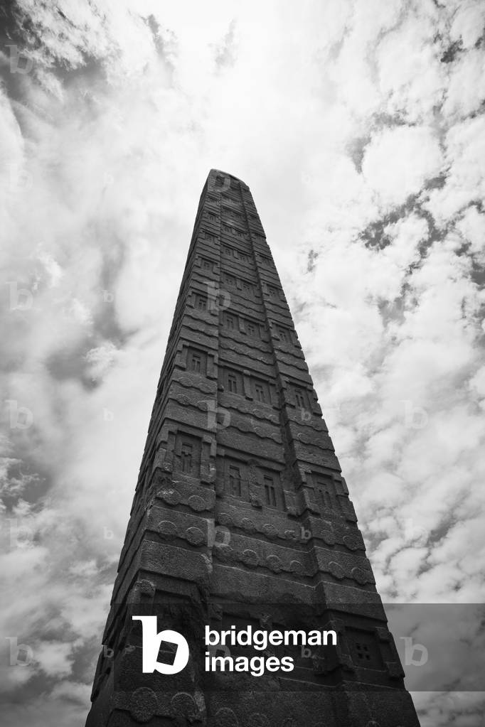 Axumite stelae at the Church of Our Lady Mary of Zion, Axum, Tigray, Ethiopia (photo)