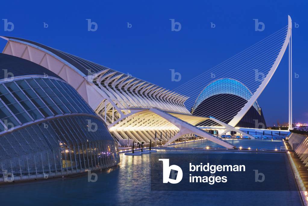 View of El Pont De L'assut De L'or and L'agora in Ciudad De Las Artes Y Las Ciencias (City of Arts and Sciences), Valencia, Spain (photo)