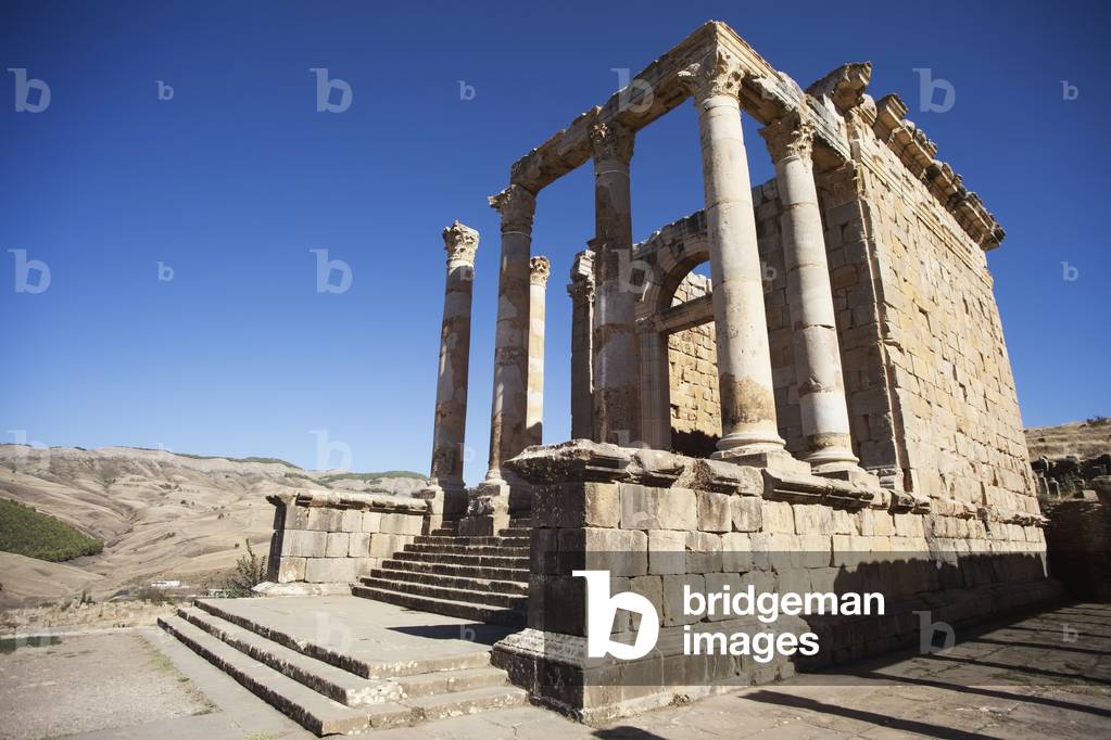 Roman ruins, view of Severan Temple, Djemila, Algeria (photo)