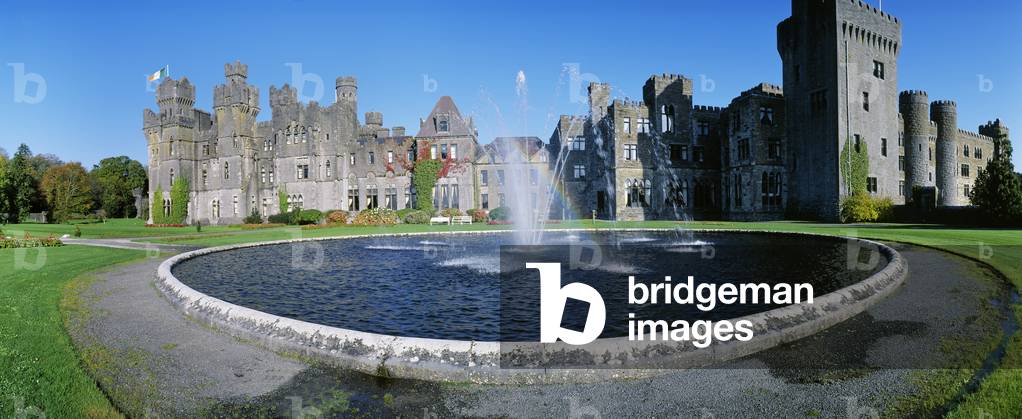 Fountain In Front Of A Castle, Ashford Castle, Cong, County Mayo, Republic Of Ireland (photo)