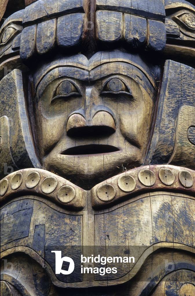Closeup Of Tlingit Totem Pole Sitka National Historic Park Sitka Alaska Southeast Summer (photo)