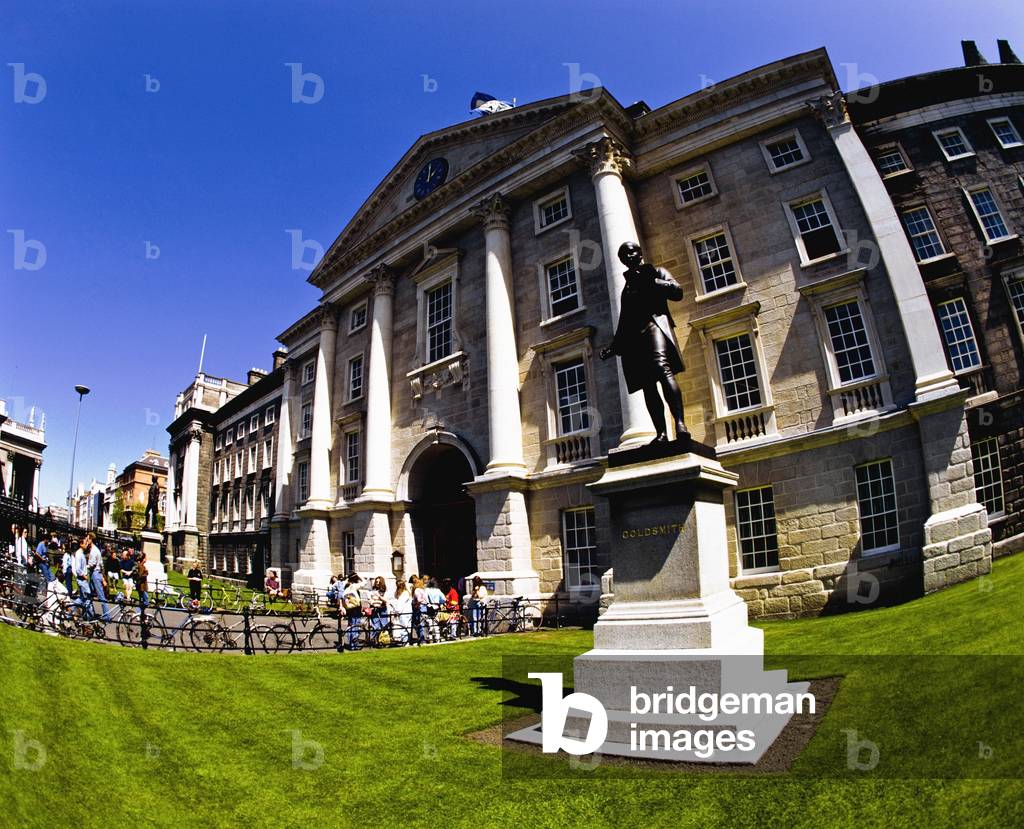 Dublin, Co Dublin, Ireland, Goldsmith Statue At Trinity College (photo)