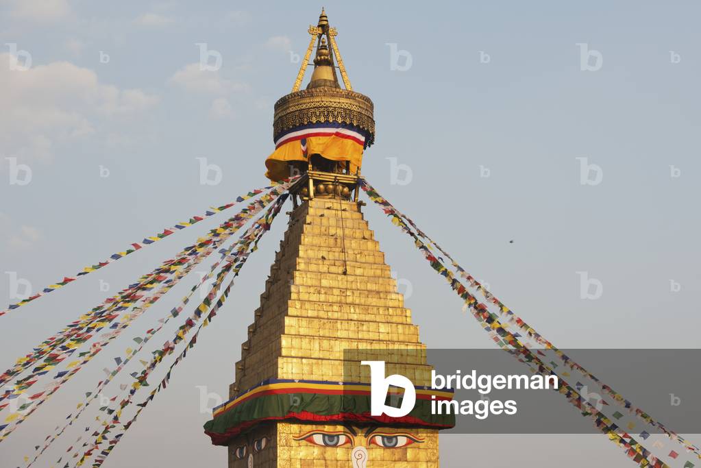 The Buddhist stupa of Boudhanath dominates the skyline and is one of the largest in the world, Boudhanath, Nepal (photo)