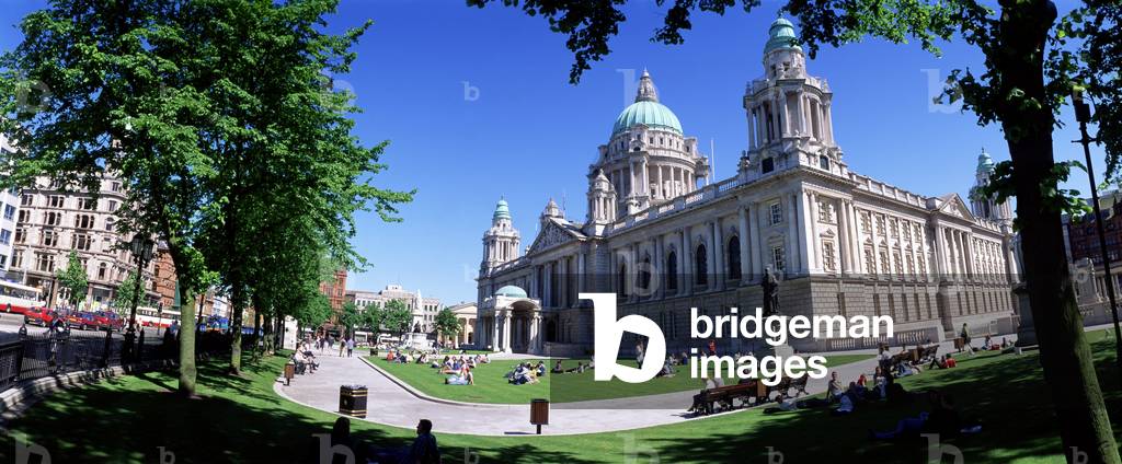 Group Of People Outside A Building, Belfast City Hall, Belfast, Northern Ireland (photo)