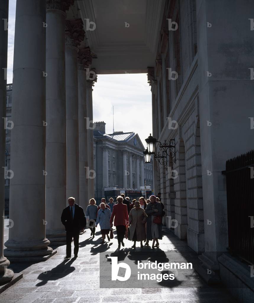 Dublin,Co Dublin,Ireland;Group Of People Outside College Green And The Bank Of Ireland (photo)