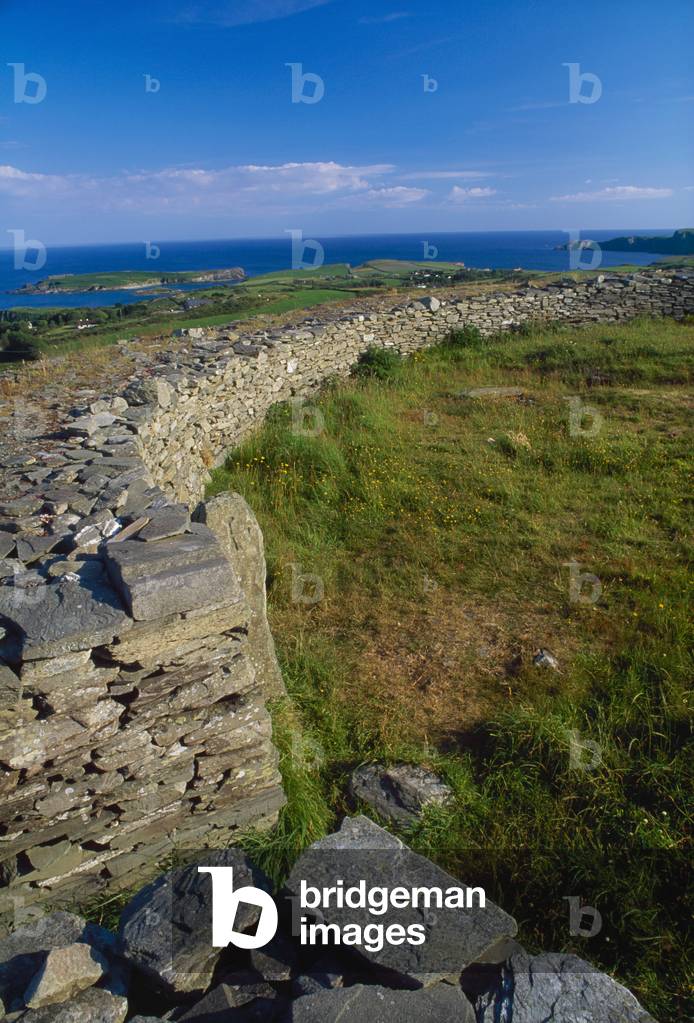 Knockdrum Ring Fort, Castletownend, County Cork, Ireland; Stone Wall Of Historic Fort (photo)
