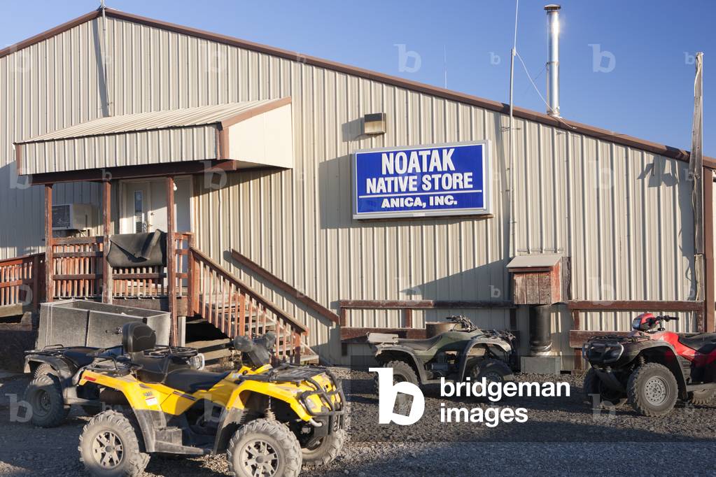 ATVs Parked outside of the Noatak Native Store, Noatak, Arctic Alaska, USA, Fall (photo)