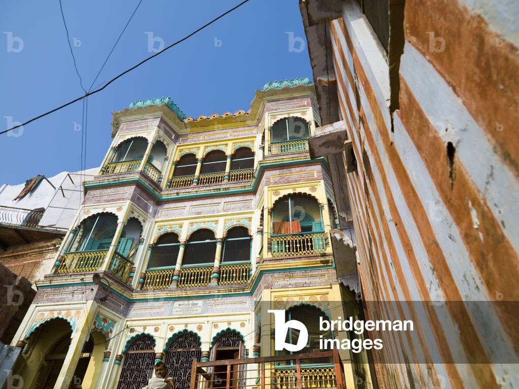 Vibrant Coloured Apartment Buildings, Varanasi, India (photo)
