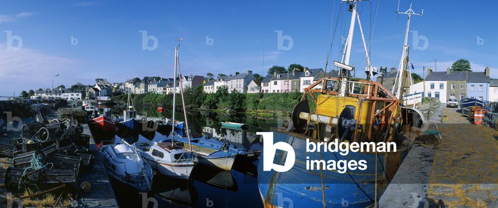 Fishing Boats At A Harbor, Roundstone Harbor, County Galway, Republic Of Ireland (photo)