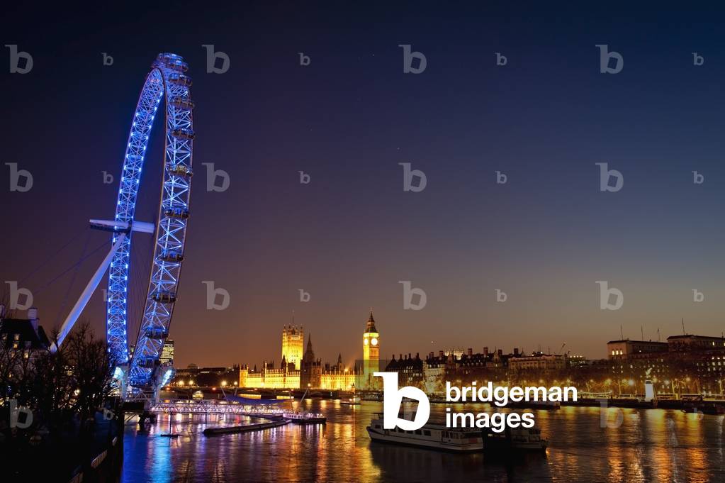UK, England, UK , Views of London Eye and Westminster at night, London (photo)