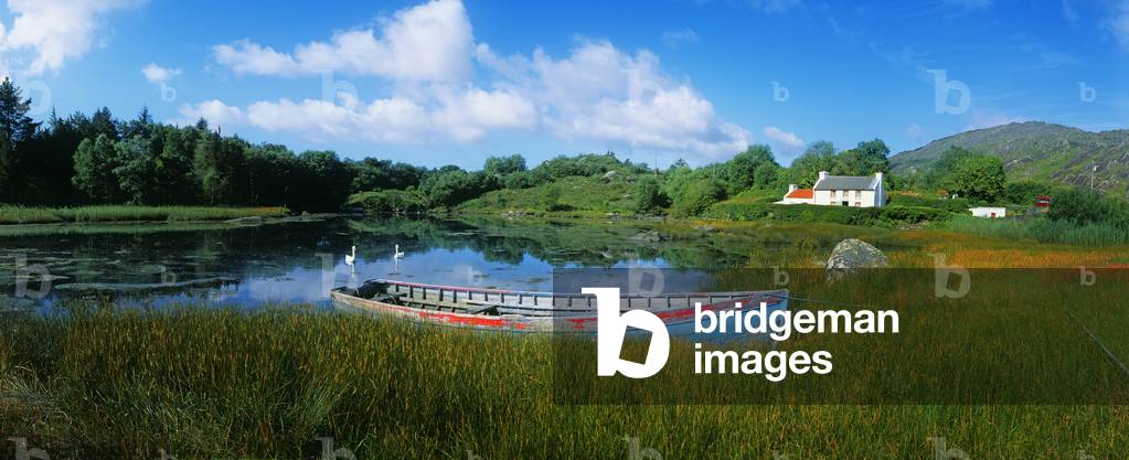 Boat Moored At A Harbor, Ellens Rock Harbor, Glengarriff, County Cork, Republic Of Ireland (photo)