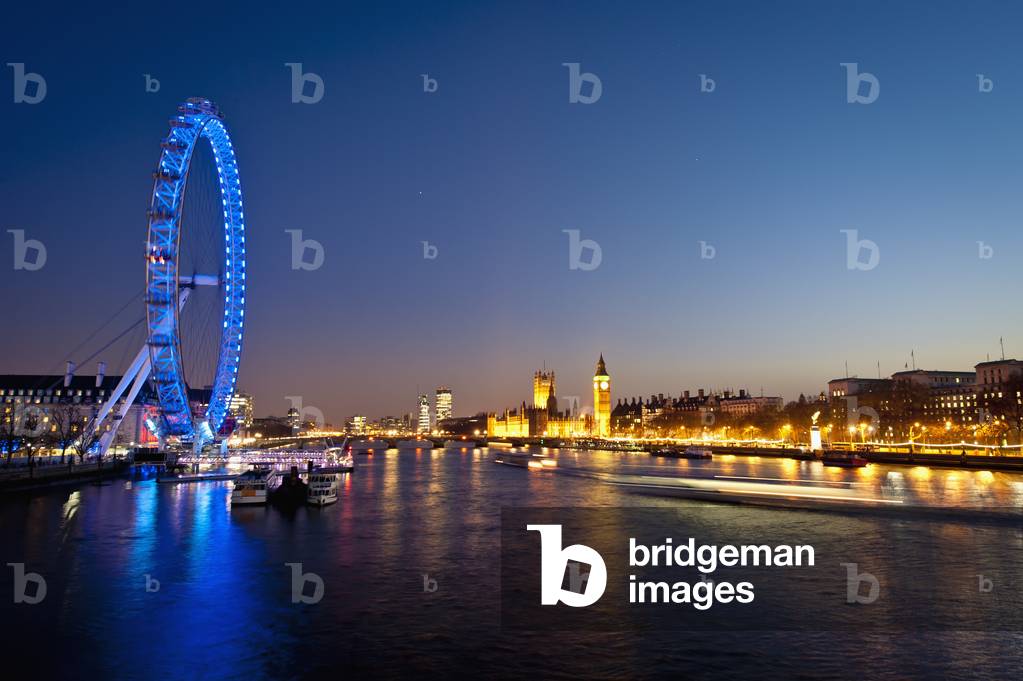 UK, England, UK , Views of London Eye and Westminster at night, London (photo)