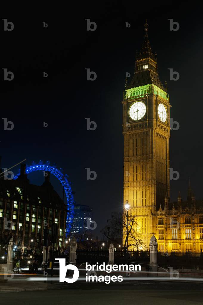 UK, England, UK , Views of London Eye and Big Ben at night, London (photo)