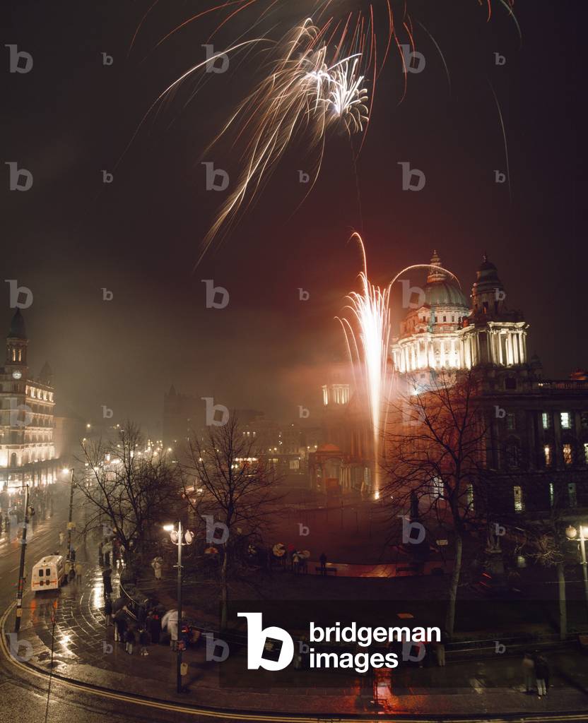 Belfast, Co Antrim, Northern Ireland, Pre-Christmas Fireworks Display Outside City Hall (photo)