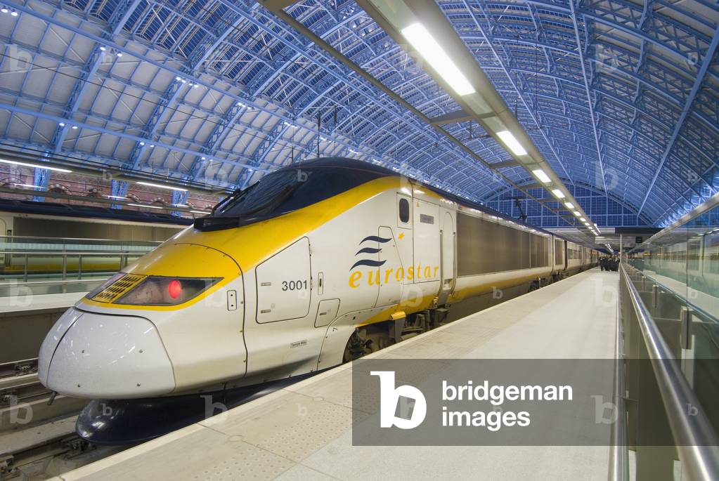 Eurostar Train in St Pancras Station at Dusk, London, England, UK (photo)