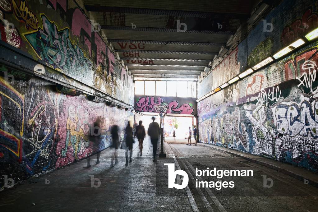 Graffiti art in the Leake Street Graffiti tunnel, London, England, UK  (photo)
