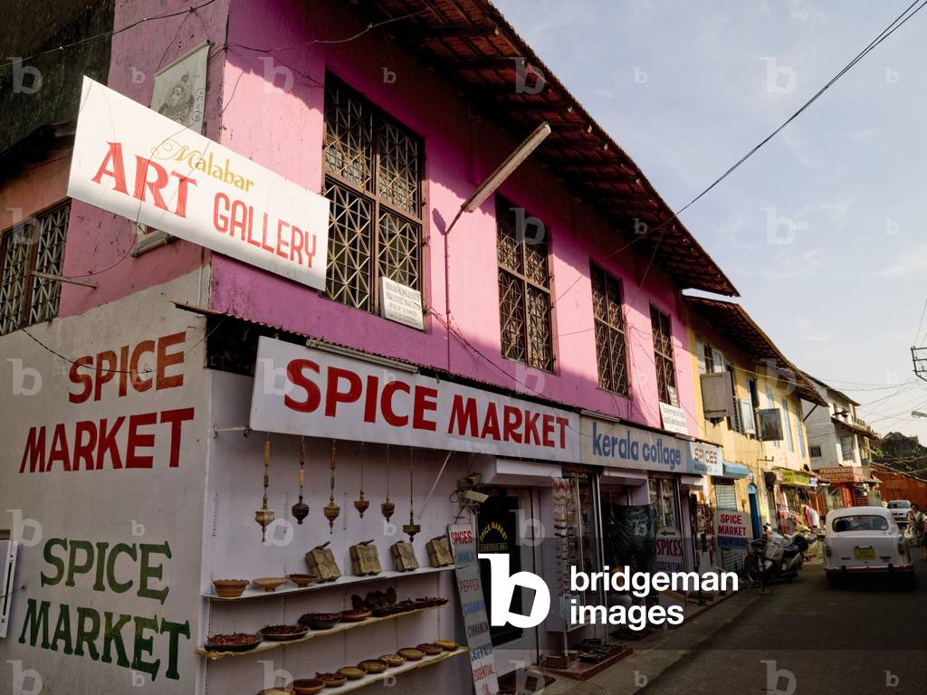 Colorful Spice Market Shop Front, Jewtown, Cochin, Kerala, India (photo)
