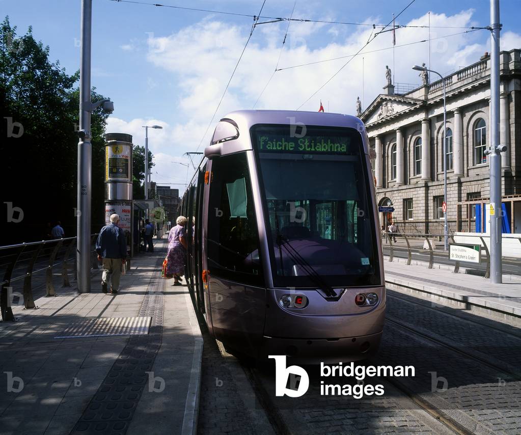 Saint Stephen's Green, Dublin, Co Dublin, Ireland; Dublin Light Rail System (Luas) Tram (photo)