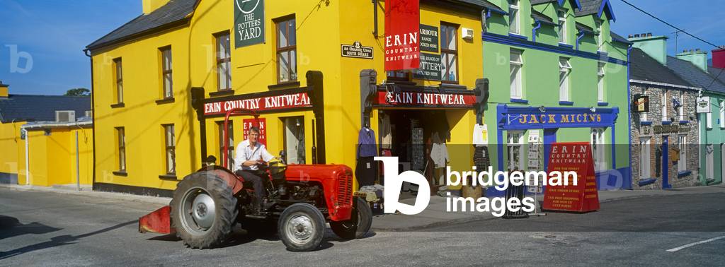 Tractor In Front Of A Building, Sneem, County Kerry, Republic Of Ireland (photo)