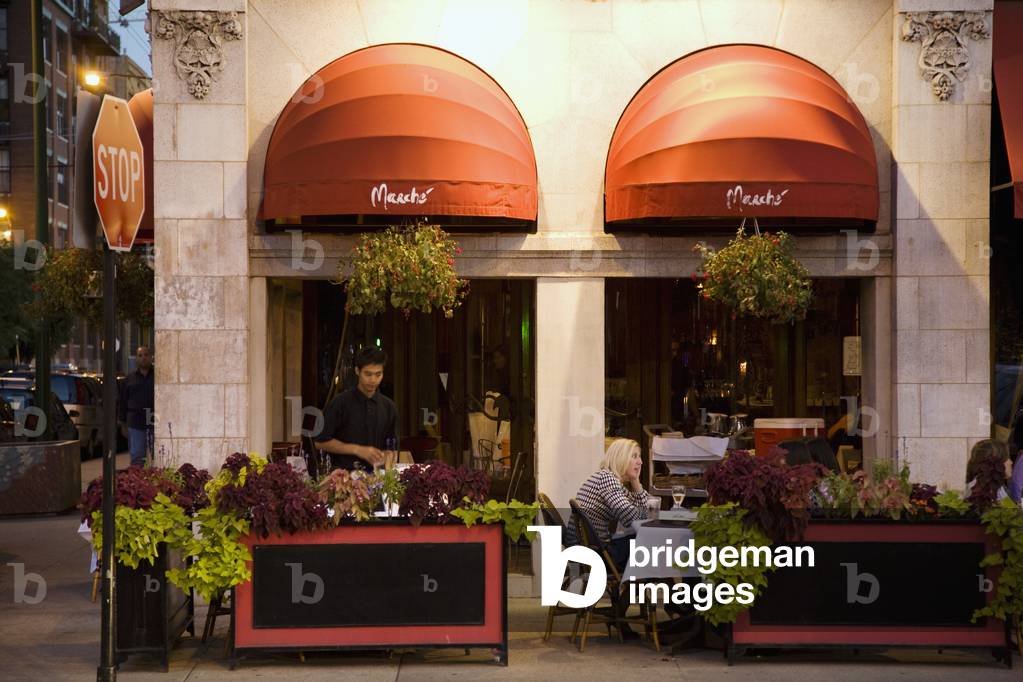 People at Outdoors Tables at Marche Restaurant on Randolph Street, Chicago, Illinois, USA (photo)