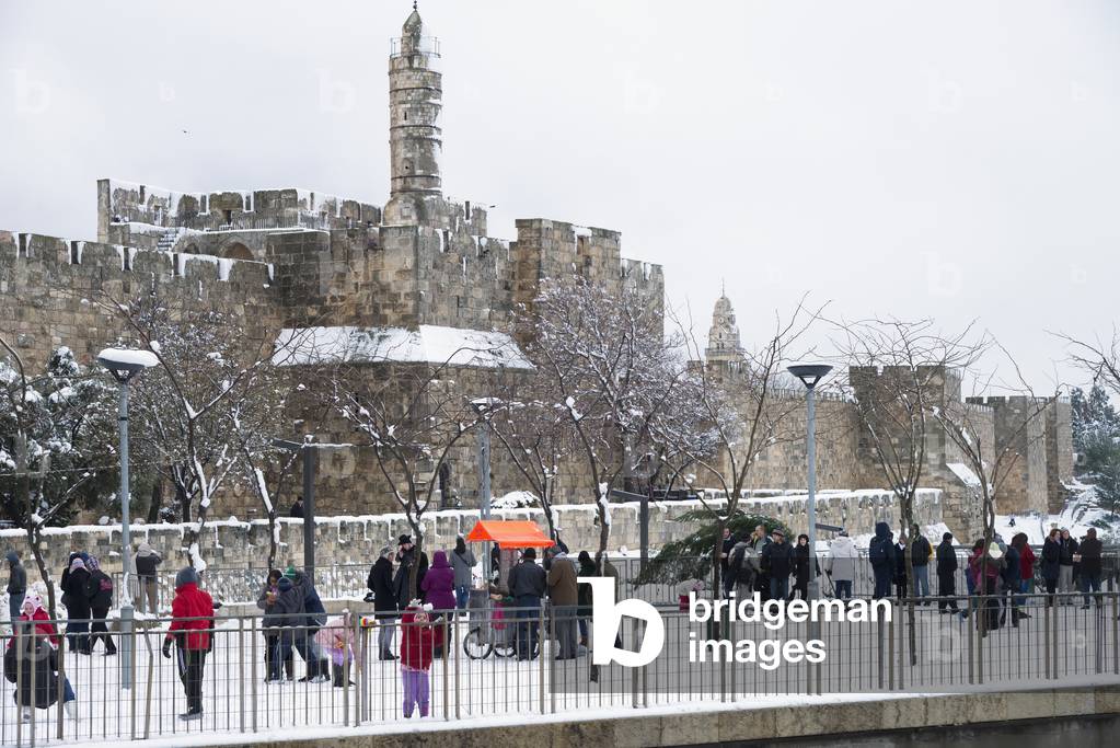 Israel, Jaffa Gate, Jerusalem, 2013, January 10, Snow in city (photo)