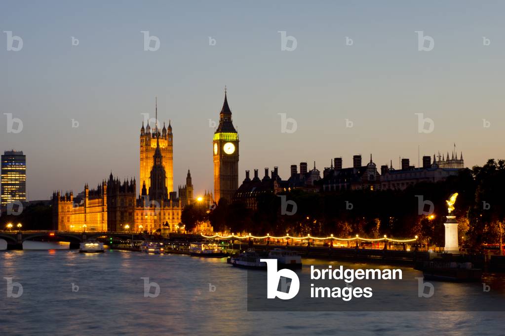 UK, England, London, Houses of Parliament, Westminster, Dusk (photo)