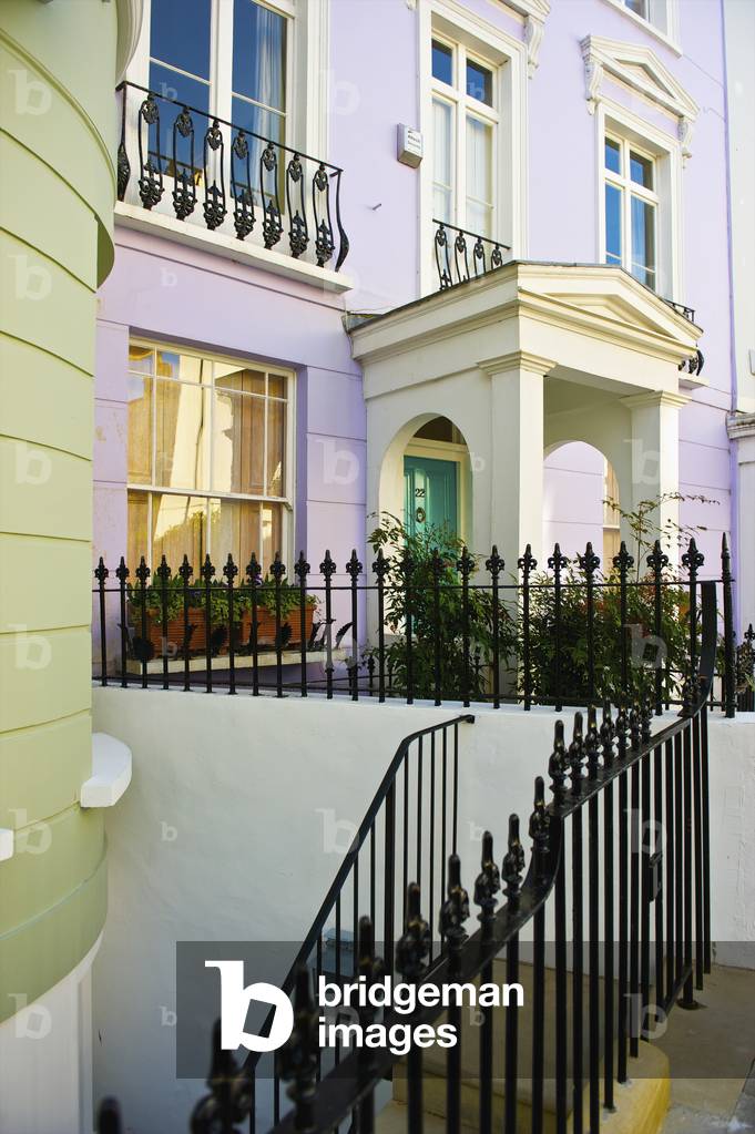A violet residential building with white trim, Primrose Hill, London, England, UK  (photo)