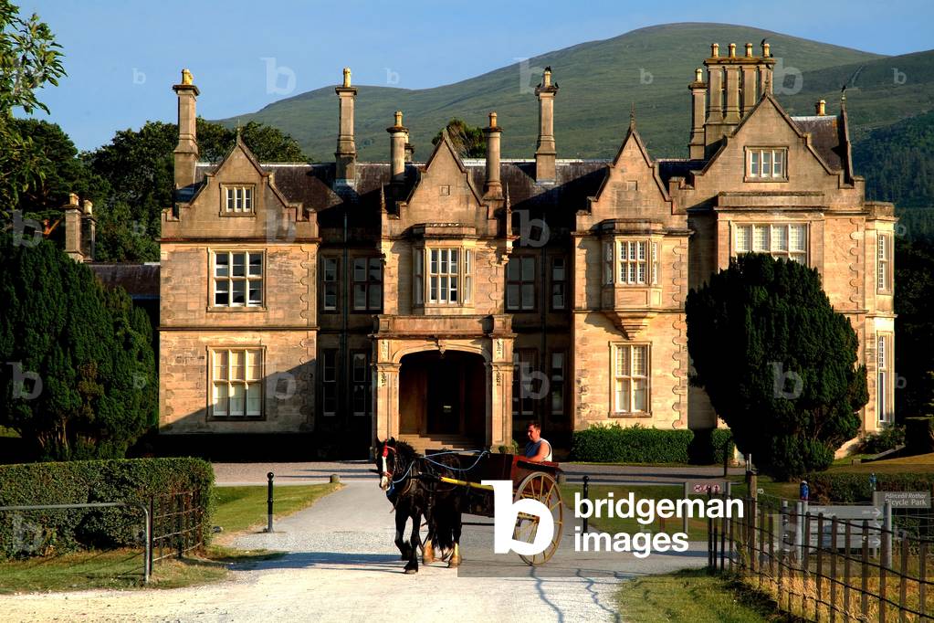 Muckross House, Killarney, County Kerry, Ireland; Horse And Buggy In Front Of Mansion (photo)