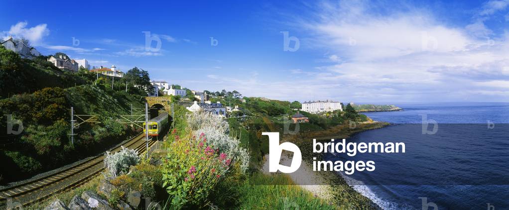 Train Moving On A Hillside, Dalkey, County Dublin, Republic Of Ireland (photo)