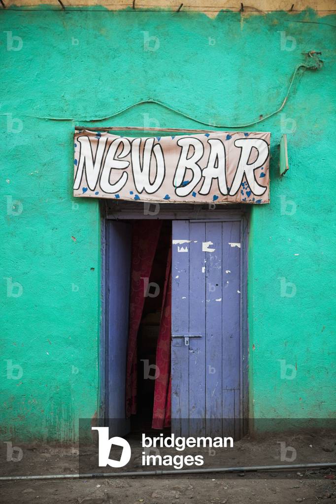 Sign and entrance to a bar, Ethiopia (photo)