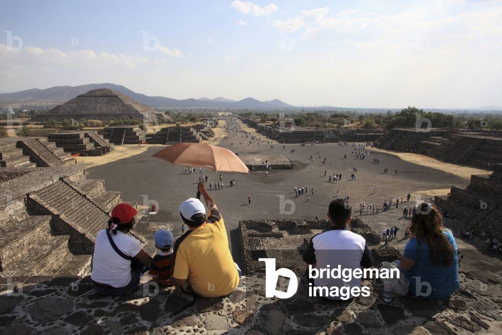 Near Mexico City, Mexico, Teotihuacan Archeological Site, View From Top of Pyramid of the Moon Along Avenue of the Dead (photo)
