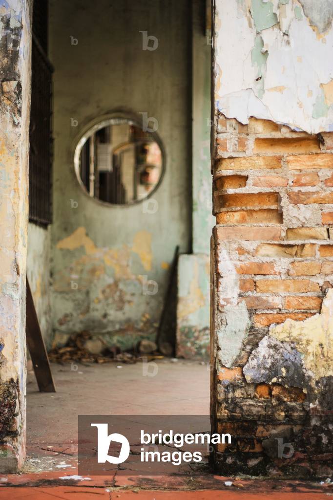 Peeling and weathered walls of building, Malacca, Malaysia(photo)