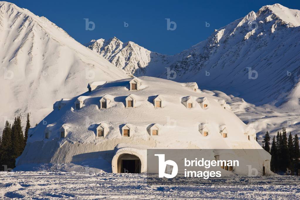 View Of Igloo City, A Uniquely Alaskan Architectural Icon Located Along The George Parks Highway Near Broad Pass, Southcentral Alaska, Winter (photo)